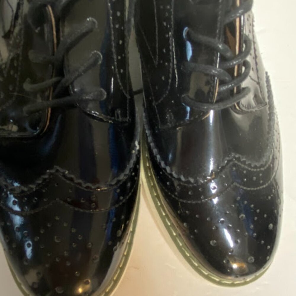 DADAWEN Patent Leather Women's Platform Wingtip Oxfords Size 8 - Picture 5 of 12